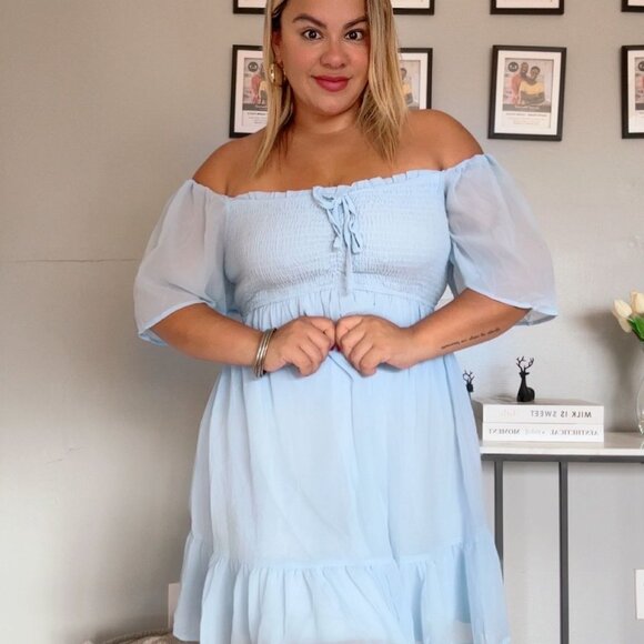 LILLUSORY Women's Flowy Casual Mini Dresses 2024 Summer Smocked V Neck Flutter - Picture 8 of 14